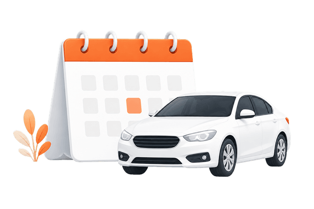 Calendar and car illustration